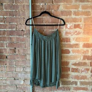 Boutique Green Stripe Off Shoulder Top